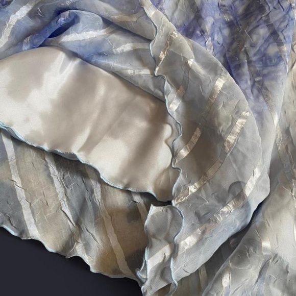 Vintage Y2K Flowy Ballet Core Silver and Blue Maxi Skirt Sz 16 - Picture 7 of 8